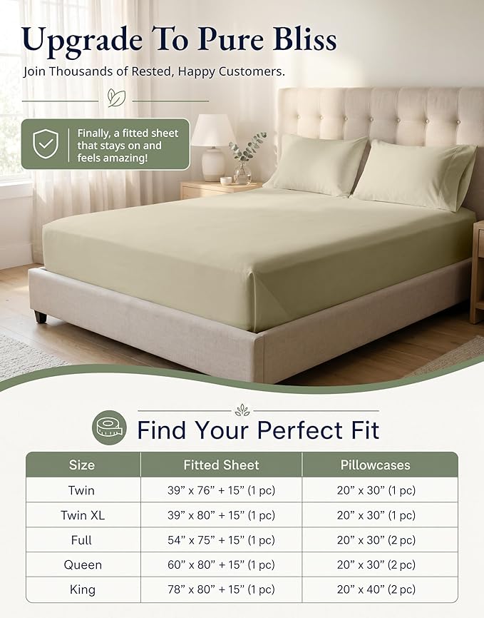LANE LINEN Twin Fitted Sheet Set (No Flat Sheet) - 100% Organic Cotton Soft & Breathable Percale Weave Fitted Sheet Set for Added Comfort - 15'' Deep Pocket for Snug Fit - GOTS Certified - Linen