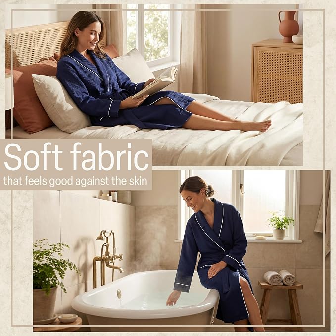 Get Trend Waffle Robes for Women S-2XL, Lightweight Soft Bathrobes, Cozy Loungewear House Coat for Spa, Shower & Hotel