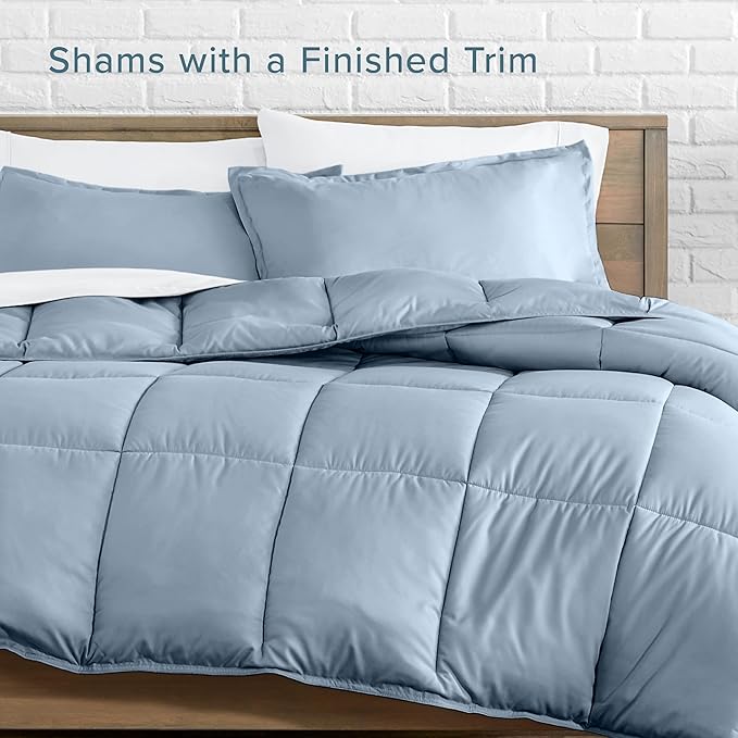 Bare Home Comforter Set - Oversized King Size - Ultra-Soft - Goose Down Alternative - Premium 1800 Series - All Season Warmth (Oversized King, Dusty Blue)