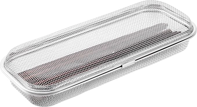Chopstick Holder for Dishwasher, Kitchen Small utensil organizer for drawer, Mesh 304 Stainless Steel with Lid and Lock, Great accessory for Chopstick or Straw