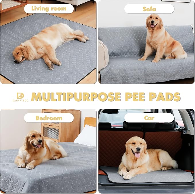 DAHAPYBOO Washable Pee Pads for Dogs 36x41,4 Pack | Reusable Puppy Pads for Dogs Non-Slip Waterproof Pet Training Pads for Crate, Playpen, Bed, Sofa,Whelping Box, Potty Training