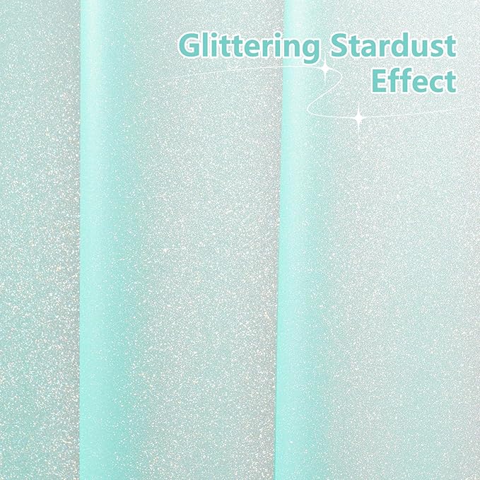 Seenus Waterproof Plastic Teal Glitter Shower Curtain Extra Long 72 x 78 Inch, Sparkle PEVA Shower Curtain Liner with 3 Large Magnets, Aqua Green Blingbling Bathroom Decor Shower Curtain