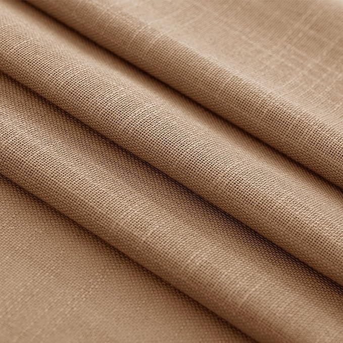 Brown Curtains for Living Room Back Tab Modern Farmhouse Semi Sheer Curtains 102 inches Long 2 Panels Set Muted Neutral Window Curtain for Dining Room Bedroom 52x102