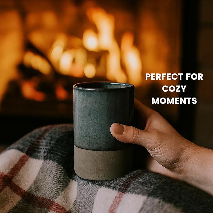 Handmade Ceramic Coffee Mug 12 oz – Handleless Stoneware Cup for Coffee, Tea & Latte – Modern Minimalist Design, Microwave & Dishwasher Safe – Gift Mug for Home & Office (Set of-6)