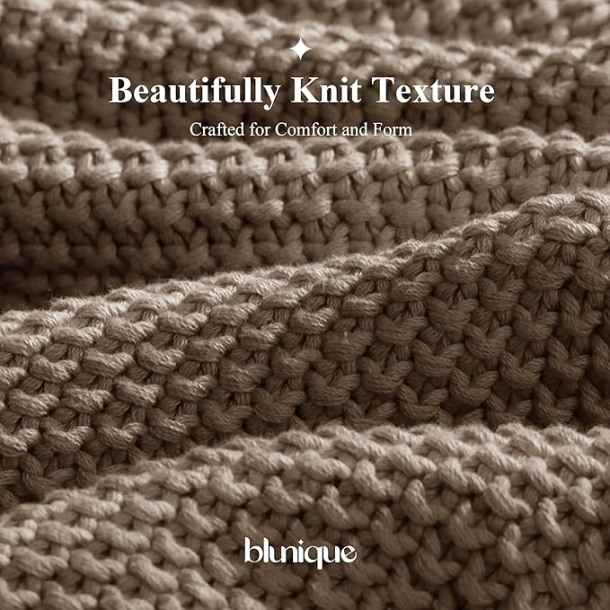 100% Cotton Cable Knit Throw Blanket, Lightweight Soft Knit Blanket for Sofa Couch Bed, Breathable All-Season Throw, Cozy Decorative Blanket, 50 x 60 Inch,Taupe