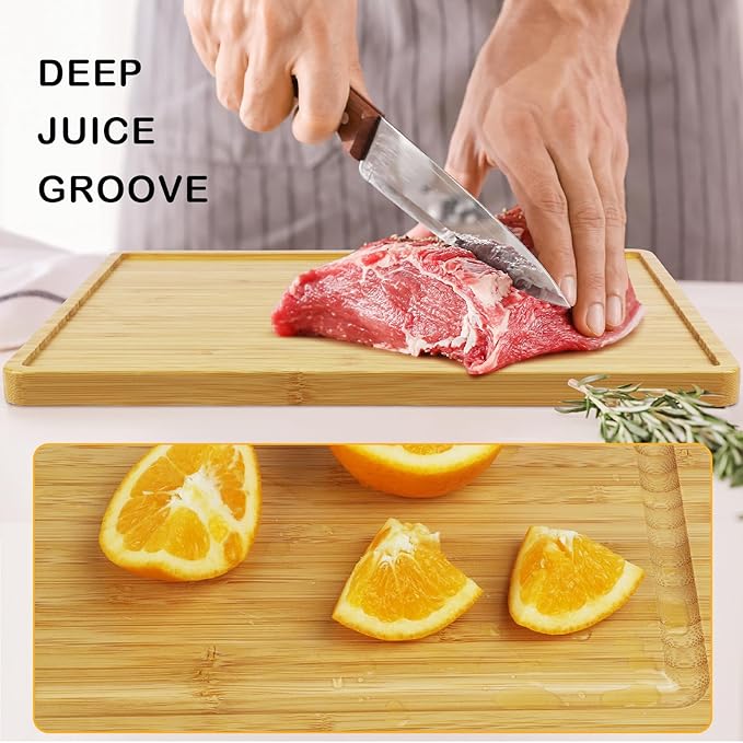 Bamboo Cutting Board Set with 6 Color-Coded Flexible Chopping Mats,BPA Free, Durable & Multi-Purpose for Kitchen Prep, Ideal Charcuterie & Chopping for Meat, Vegetables and Fruits Ideal Kitchen Gifts