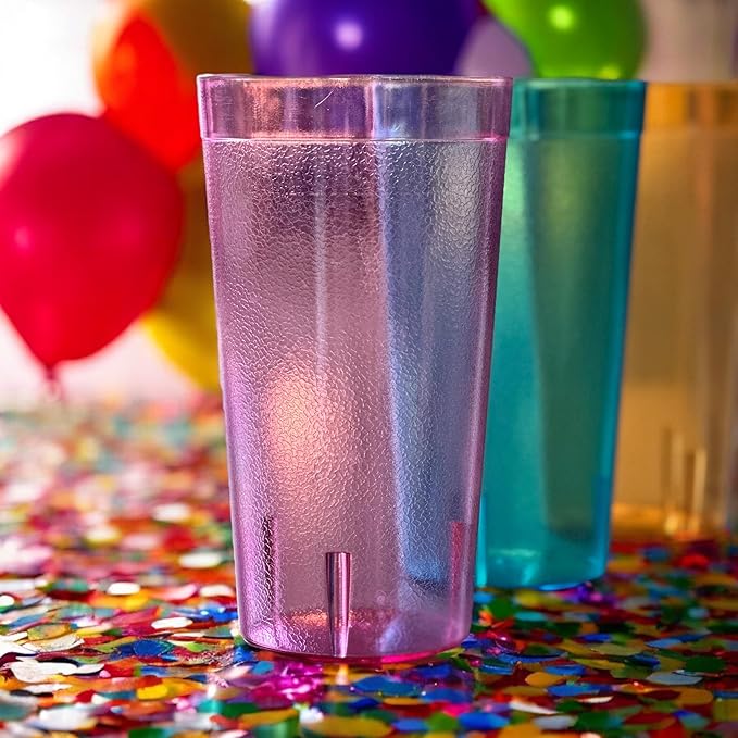 Oojami Set of 8 Plastic Tumblers, 20-Ounce Reusable Cups, BPA-Free & Shatterproof, Stackable Restaurant-Style Drinking Glasses for Water, Juice, and Everyday Use, Dishwasher Safe 20 oz