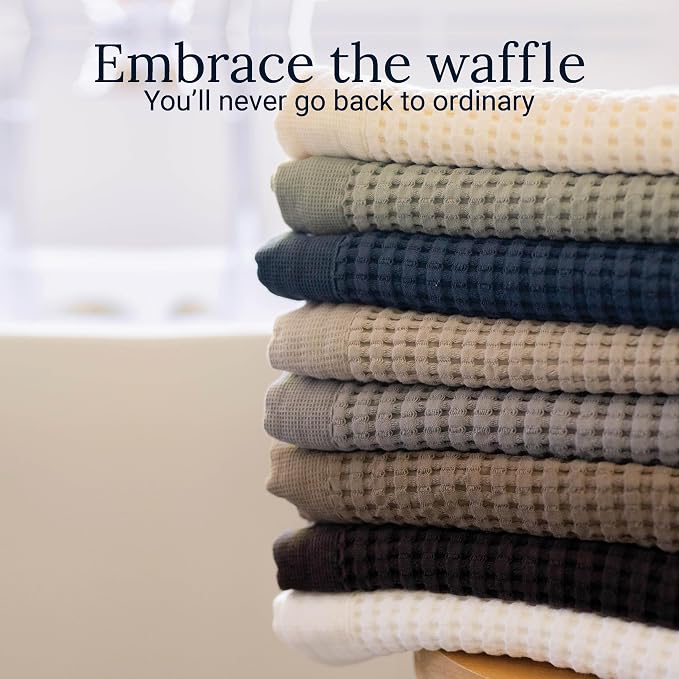 GILDEN TREE Waffle Hand Towels for Bathroom Quick Dry Large Luxury Lint Free Super Absorbent Cotton Hand Towels Set of 2, Modern Style (White)