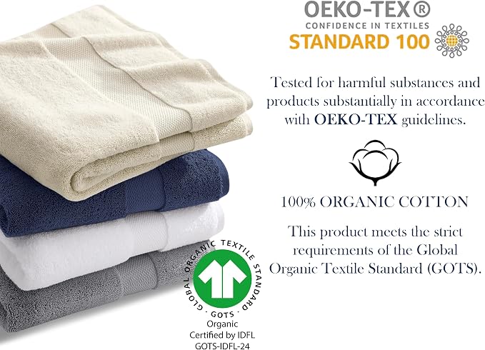 Organic Cotton Luxuriously Plush Washcloths Pack of 6 | GOTS & Oeko-TEX Certified | Premium Quality Face Towels | Feather Touch Technology|650 GSM Long Staple|Soft, Quick Dry & Ultra-Absorbent