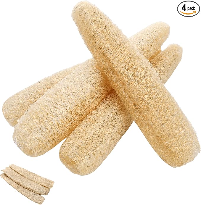15.7-19.7 inches Natural Loofah Sponges Pack of 4 for Kitchen Dishes Body Scrubber