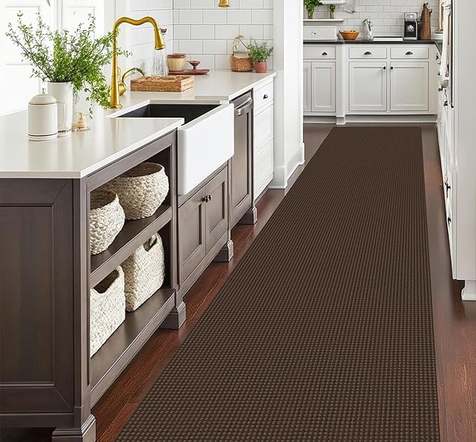 EARTHALL Runner Rug 3x16 Ft Washable Runners for Hallways Extra Long Woven Non Slip Entryway Runner Braided Kitchen Runner Indoor Outdoor Carpet Runners for Hotels, Hall, Stair, Brown