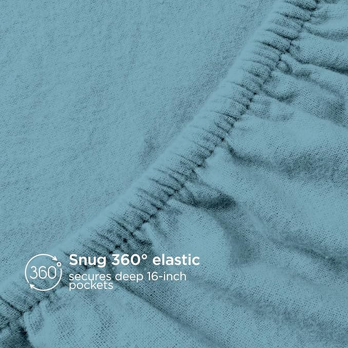 Briarwood Home® Flannel Sheet Set, 100% Organic Cotton, Six-Fold Brushed, Super Soft, Warm, Cozy, Deep Pocket Bedding with NanoTech Infuse for Added Durability and Lasting Comfort (Full, Sky Blue)