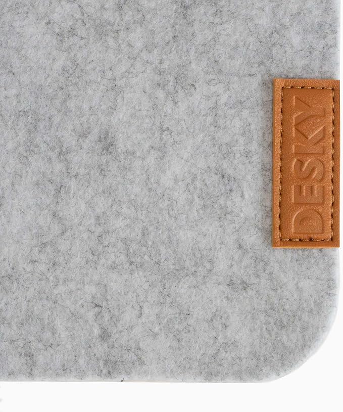 Desky Cork & Felt Desk Pad – Reversible Natural Cork & Felt Desk Mat, Anti-Slip Writing Surface, Desk Protector for Home Office (24.4" x 11.8", Light Grey)