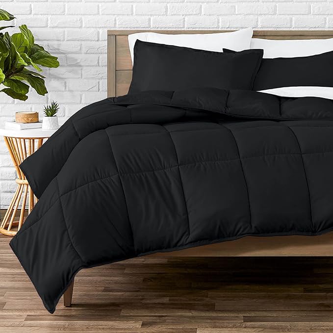 Bare Home Comforter Set - California King Size - Ultra-Soft - Goose Down Alternative - Premium 1800 Series - All Season Warmth (California King, Black)