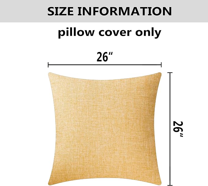 Home Brilliant 26x26 Throw Pillow Covers Mustard Large Pillows Cover European Shams Cushion Covers for Couch Patio Bench Decor, 26 x 26 inch(66cm), Yellow