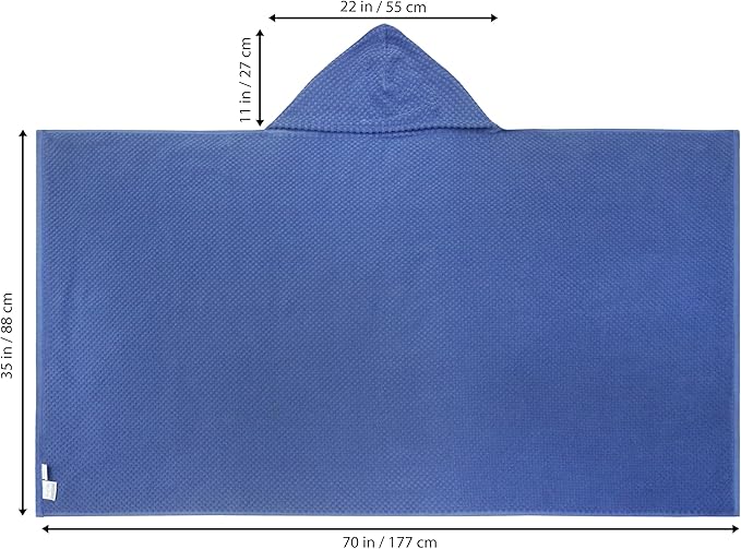 COTTON CRAFT Hooded Bath Towel – 2 Pack Oversized 35x70 Waffle Weave Towel with Hood for Adults - 100% Ringspun Cotton Pool Bath Sheet Wrap with Hood - Soft Super Absorbent Quick Dry – 450 GSM – Blue