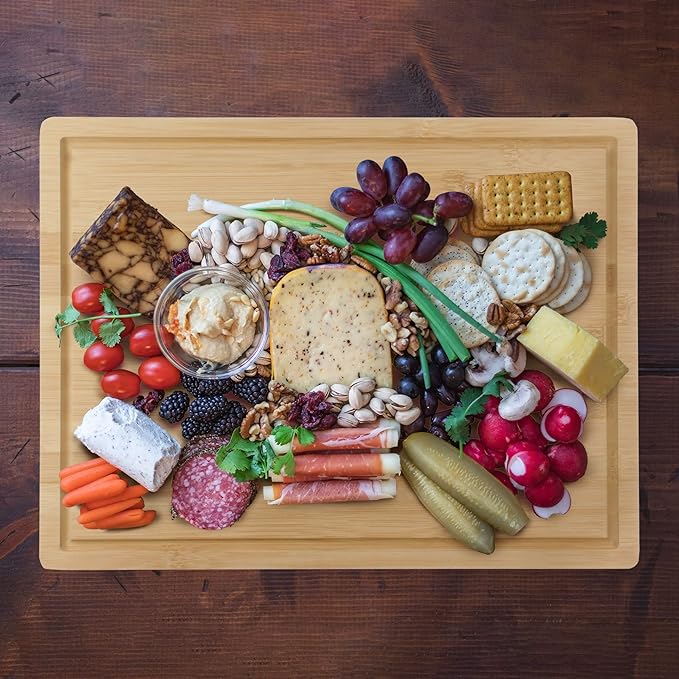 BambooMN Bamboo Cutting Board - 15.75" x 11.75" x 0.75" - Grooved - 1 Unit