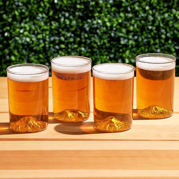 North Drinkware Pacific Northwest Unbreakable Outdoor Cup Set of 4. Featuring Mt. Rainier, Mt. St. Helens, Mt. Hood and Mt. Bachelor — Mountain cups, Father’s Day Gifts for Men, 12-oz tumbler