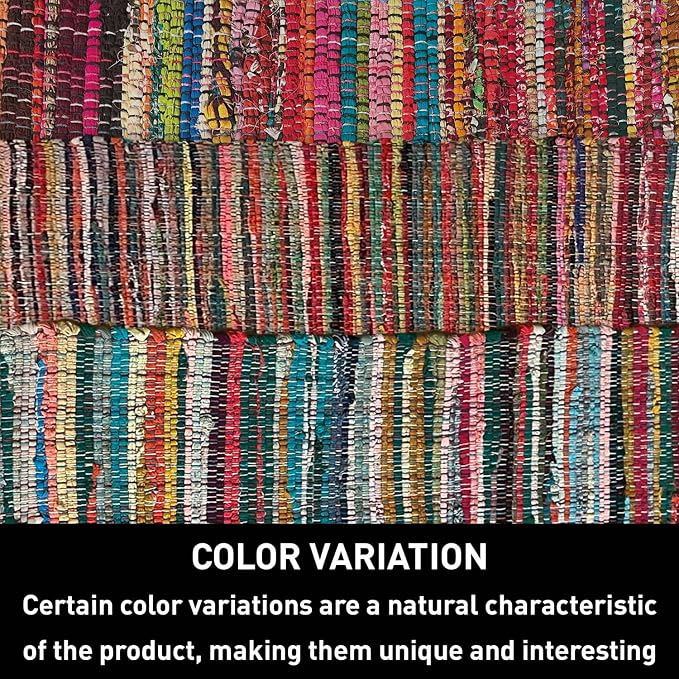 Chardin home - Eco Friendly 100% Recycled Cotton Colorful Chindi Runner Area Rug - 2'x5'