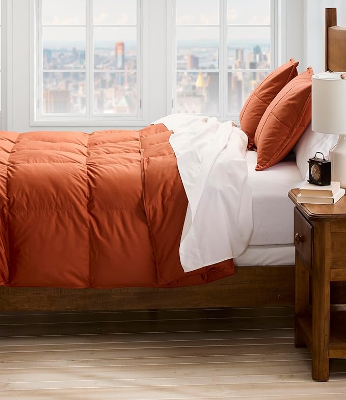 Cuddledown Chroma Down Alternative Comforter | Soft, Lofty, Cloudlike | Hypoallergenic | 100% Cotton Sateen Shell | Handcrafted | Duvet Insert | Oeko-TEX Certified | Twin | All Season | Copper