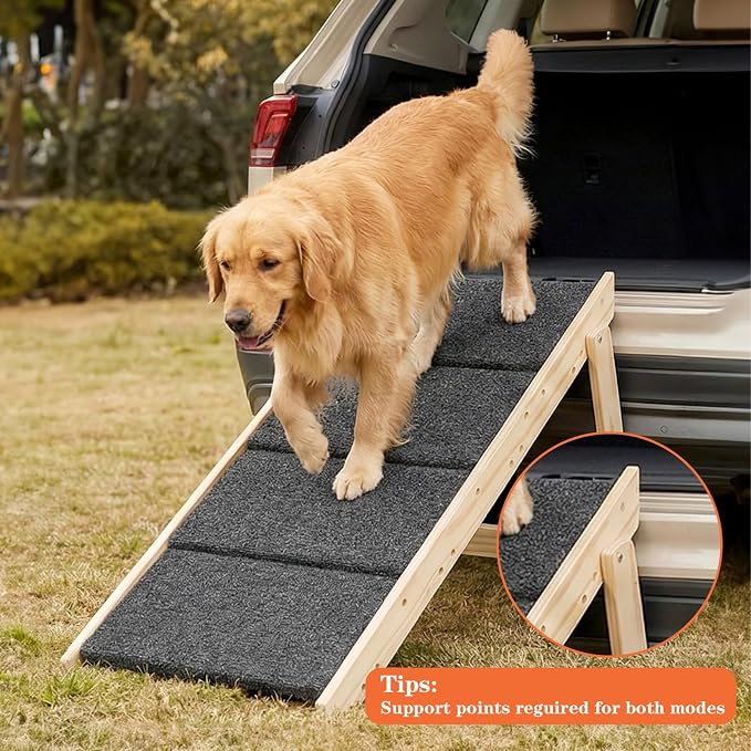 Dog Ramp,2-in-1 Foldable Pet Stairs for High Beds, 4 Steps Dog Steps | Upgraded Anti-Slip Features, Suitable for Couch, Car, Bed and Joint-Friendly Senior Durable Dog Stairs