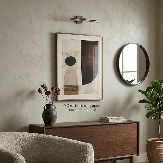 Moonow7 Earthy Geometric Wall Art Poster, Neutral Abstract Print for Living Room, Bedroom, Office, Entryway, Modern Minimalist Home Accent, Contemporary Decoration, Unframed Size 45x60 cm / 18x24″