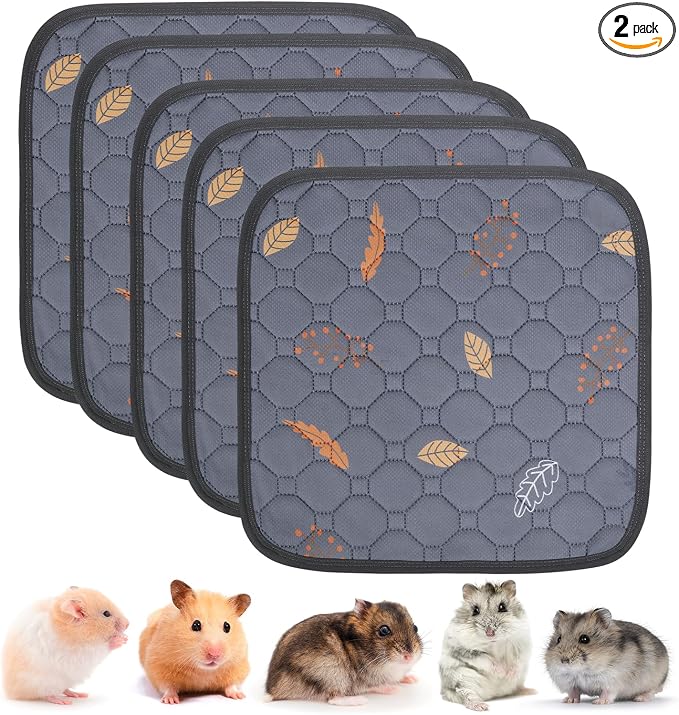 Sunheir Washable Pee Pads for Small Pet 5-Pack, Reusable Pet Training Pads Absorbent & Leak-Free, Waterproof Pee Pads for Dog Cat Rabbit Guinea Pig Hamster, Whelping Pad (Leaves - Deep Grey, 12x12)