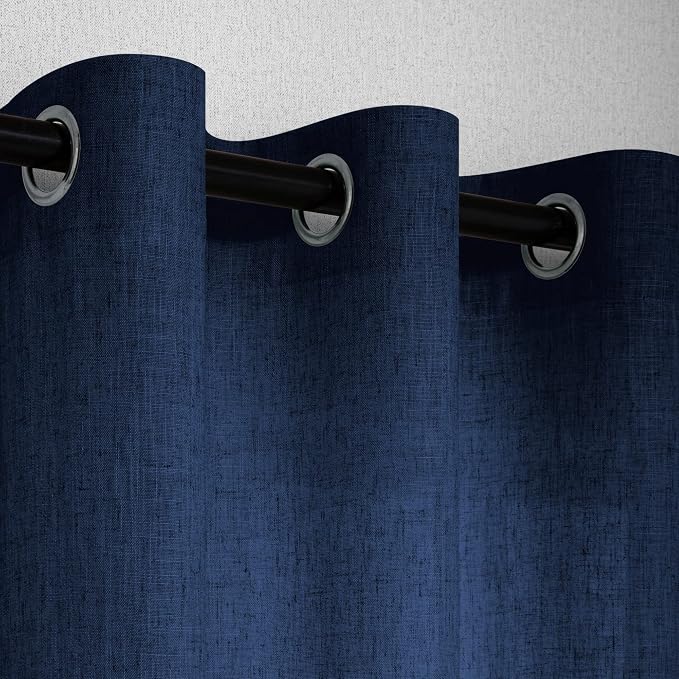 Pitalk Dark Blue Boy Bedroom Curtains 72 Inch Length Grommet Privavy Masculine Coastal Beach Nautical Decor Semi Sheer Light Filtering Sheer Window Drapes for Living Room Navy Blue