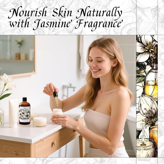 HIQILI Jasmine Fragrance Oil for Women Perfume Making - 5.07 Fl Oz | Suitable for Aromatherapy Diffuser, Long-Lasting Floral Scent, DIY Candle & Soap, Laundry Essential Oil