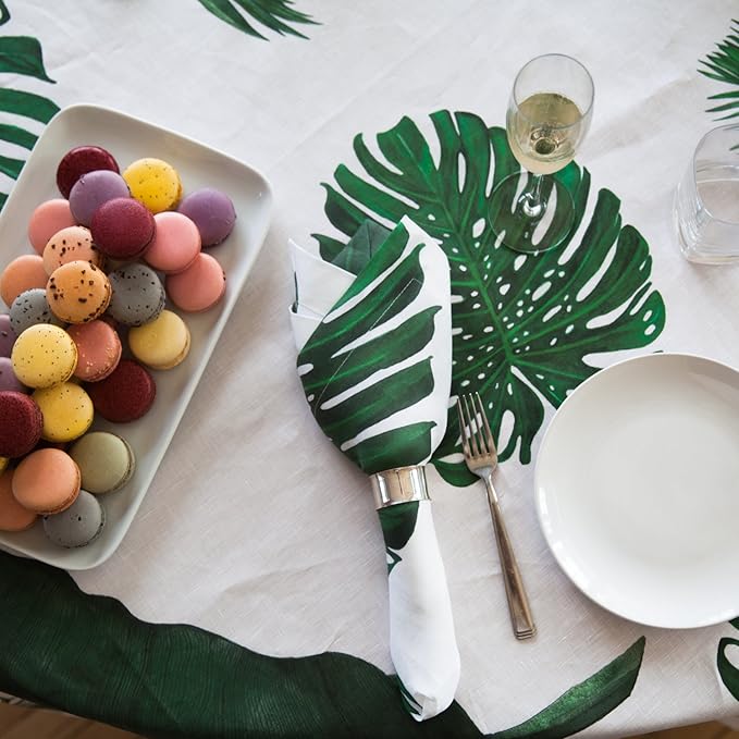 Huddleson Tropical Print Linen Napkin 22x22 (Set of Four) Luxury Italian Linen Napkin Sewn in US