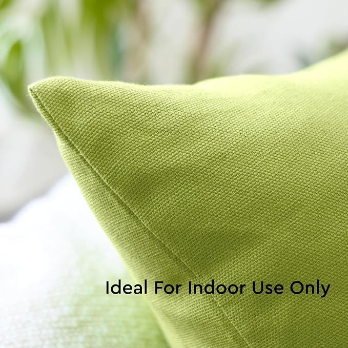 Encasa XO Throw Pillow Covers 20x20 in Set of 4 Lime Green | No Inserts | Cotton Pillow Covers for Living Room, Bed, Sofa, Couch | Decorative Cushion Covers with Improved Zipper