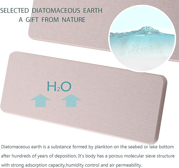 NiuYichee 2 Pcs Water Absorbing Stone Trays, Kitchen/Bathroom Sink Soap Dish, Diatomite Tray Used for Hand Soap & Cosmetic Bottles in The Modern Home, 3.15" W x 8.7" L, Light Gray