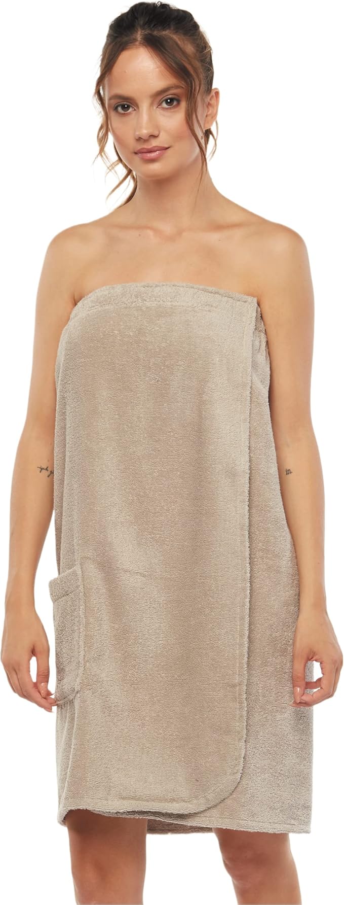 Arus Women's Bathrobe GOTS Certified Organic 100% Turkish Terry Cotton Robe Adjustable Closure Bath Wrap