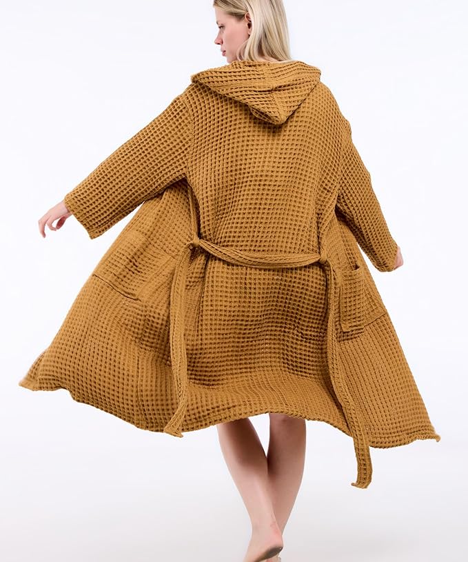 100% Turkish Cotton Waffle Bathrobe for Women