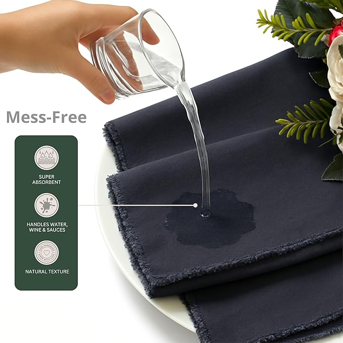 Ramanta Home Cloth Napkins Set of 4 Steel Grey 18x18 Inch - Spring Soft & Durable Frayed Dinner Napkin for Easter Wedding, Birthday | Heavy Weight Fabric Table Linen for Everyday Use Family Dinners