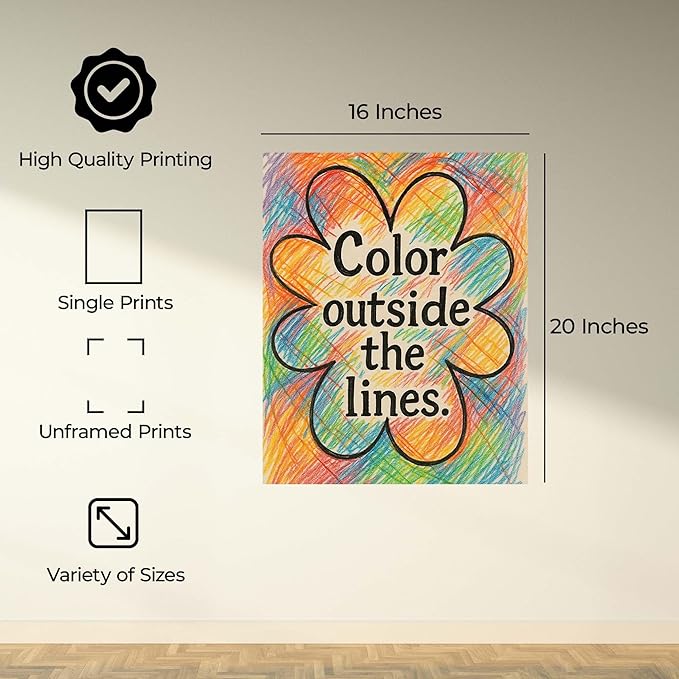 InkFlow Posters Hand-Drawn Positive Message Poster - Colorful Graphic Typography - Modern Wall Decor for Living Room or Office - 16x20 Unframed Canvas Print