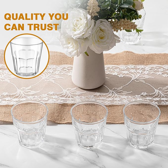 LemonRoad 24 Pcs Rock Bar Stackable Beverage Glasses Dishwasher Safe Drinking Glasses Glass Water Tumblers for Whiskey, Soda, Juice, Milk, Beer, Spirits Daily Use