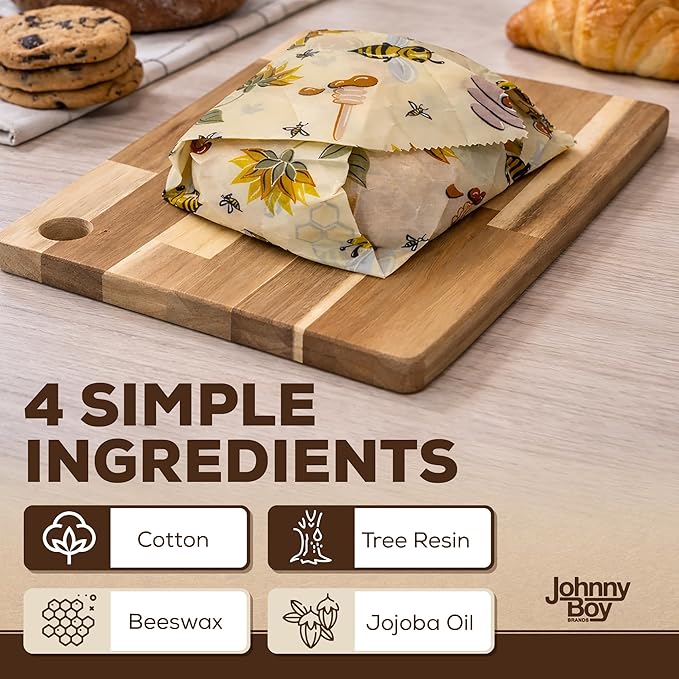 2 Pack - XL 19" x 19" - 5 Sq Ft - Beeswax Bread Wraps, Total 5 Sq Ft Coverage, Eco-Friendly Alternative to Plastic Wrap for Bread Storage, Bowls & Food Storage (Plum)