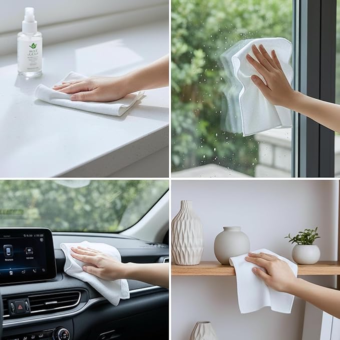 Flour Sack Shop Towels, White Cotton Cleaning Towels 14" x 12", Pack of 12 Reusable Absorbent Towels for Garage, Automotive, Workshop, Kitchen Cleaning, Polishing, Dusting & Multi-Purpose Use
