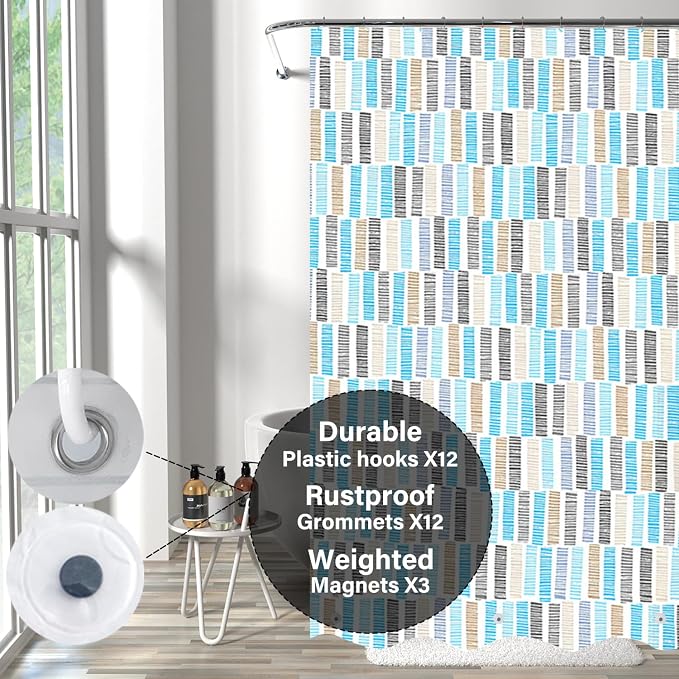 Plastic Shower Liner - Premium EVA 6G Thickened Shower Curtain Liner with Rustproof Grommets and 3 Weighted Magnets, Waterproof Shower Curtain for Bathroom(Gradient Blue)