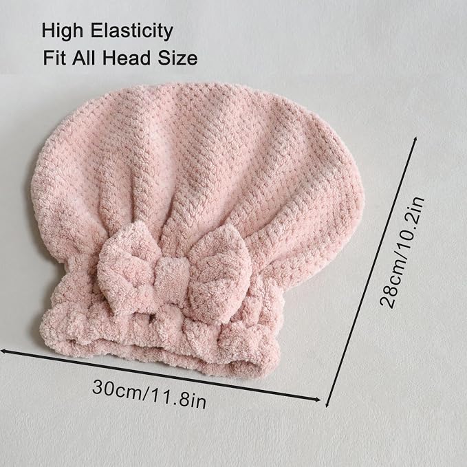 Jseng 3PC Microfiber Hair Towel Caps, Extreme Soft & Ultra Absorbent, Fast Drying Hair Drying Caps Towel Turban Wrap for Wet Hair Women