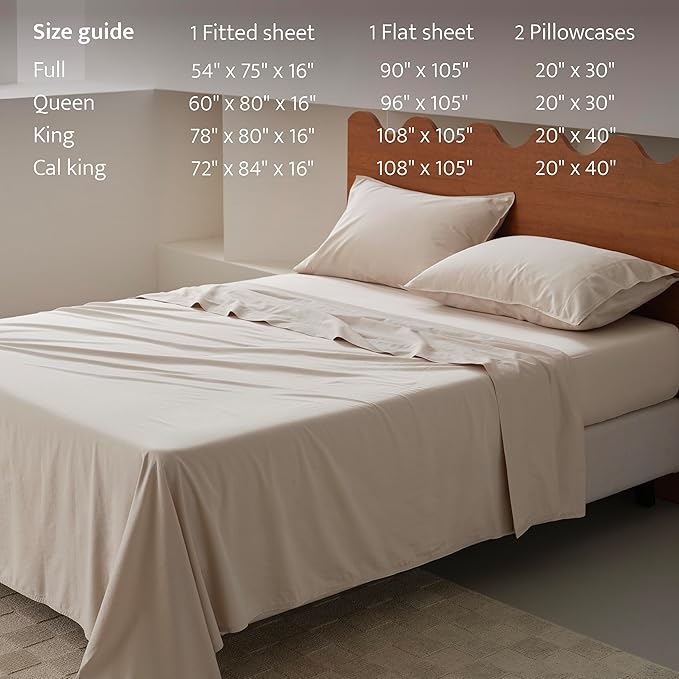 Double Stitch 100% Organic Cotton Sheets, King Size Sheets Set, GOTS Certified Long Staple Cotton Bedsheets, Luxury & Soft Hotel Bed Sheets with 16 inches Deep Pocket, Made in India Linen