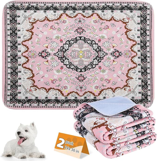KOOLTAIL Washable Pee Pads for Dogs, 4 Pack Super Absorbent Reusable Puppy Training Pads Waterproof, Nonslip and Leak-Proof Dog Pee Pads, Large Pet Mats Whelping Pads for Floor, Crate, Couch, 24"x36"