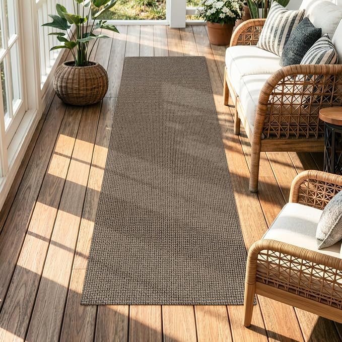 Uphome Kitchen Runner Rug, 2x6 Washable Boho Rug Runners for Hallways Non Slip, 6ft Low Pile Woven Cotton Modern Carpet Runners, Stain Resistant Bedroom Runner Rug for Hallway Entryway, Black/Natural