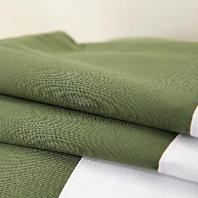 TAOSON Set of 2, Olive Green 100% Cotton Canvas Patchwork Throw Pillow Covers 18x18 Inch, Modern White Striped Farmhouse Decor Cushion Covers for Sofa Couch Bedroom Living Room