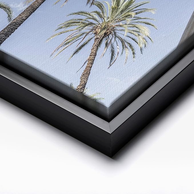 Monem Art Palermo Palm Trees Sicily Print - Tropical European Architecture Poster - Wall Decor for Living Room, Bedroom or Office - 16x20 Black Framed CANVAS Wall Art by Mareike Bohmer