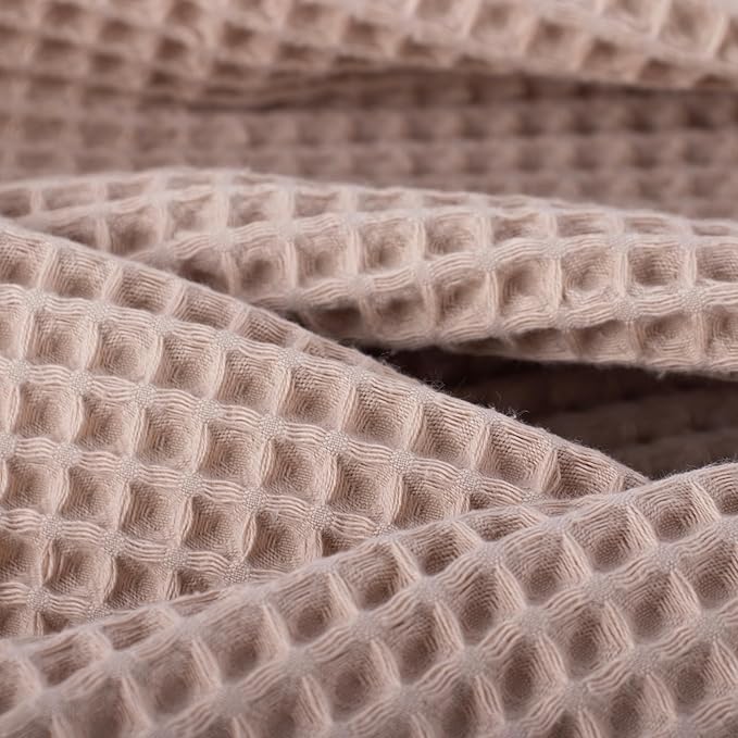 PÜSKÜL Pack of 2 Waffle Bath & Spa Towels - Premium 100% Turkish Organic Cotton - Quick Dry Thin Bath Towel for Bathroom - Made in Turkey (Beige, 32x63 inch)