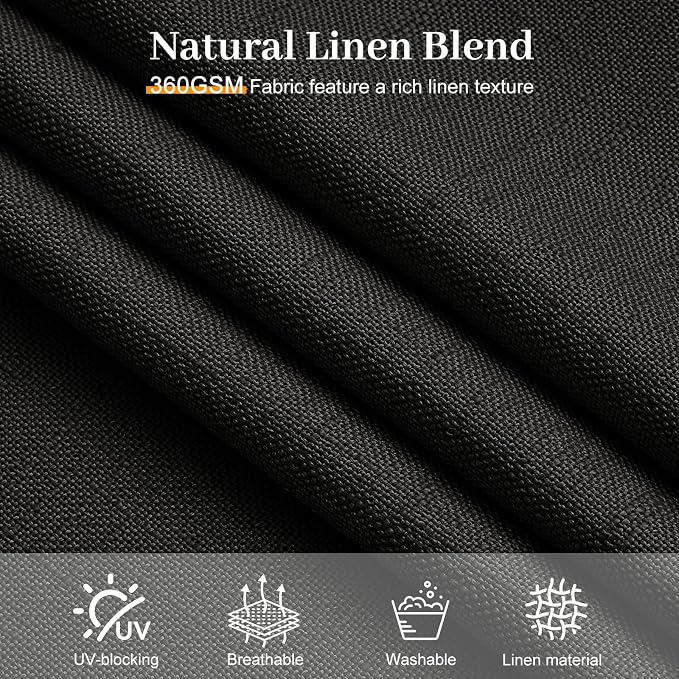 IVAPUPU Pinch Pleated Curtains 90 Inches Long, Light Filtering Thick Linen Textured Curtain Memory Trained Back Tab Window Drapes with Hooks Rings for Bedroom Living Room, 2 Panels, Black, 40x90