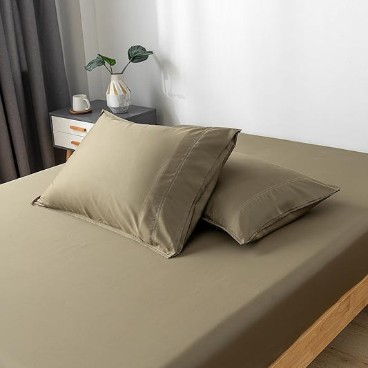 BELLA COTERIE | Luxury Bamboo Viscose Standard Size Pillowcase Set | 100% Organically Grown | Ultra Soft | Cooling | 2 Pcs [Olive]