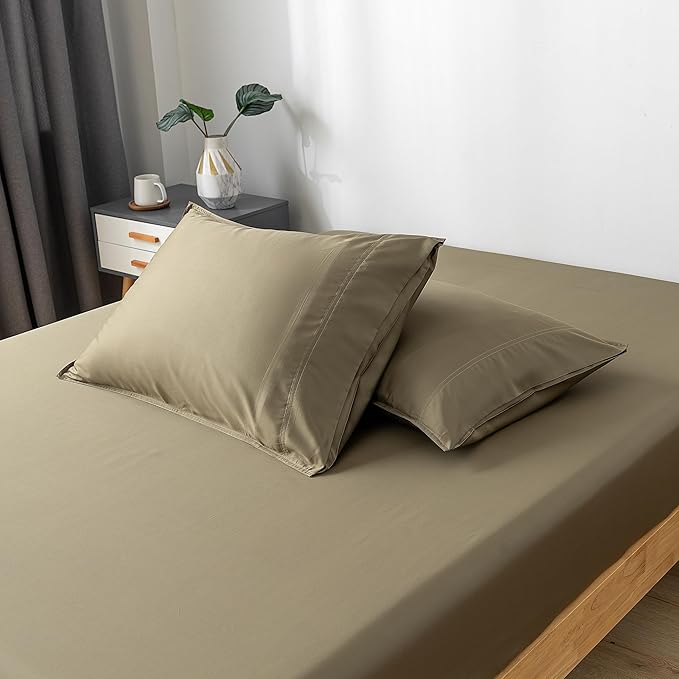 BELLA COTERIE | Luxury Bamboo Viscose King Size Pillowcase Set | 100% Organically Grown | Ultra Soft | Cooling | 2 Pcs [Olive]